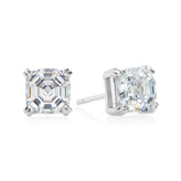 Sterling Silver Asscher Cut 6mm Cubic Zirconia Stud Earrings