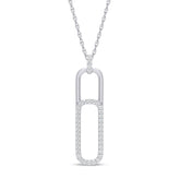 Celebration Silver Round Cut 0.20 Carat tw Paperclip Lab Grown Diamonds Pendant