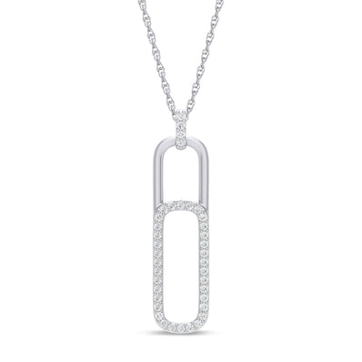 Celebration Silver Round Cut 0.20 Carat tw Paperclip Lab Grown Diamonds Pendant