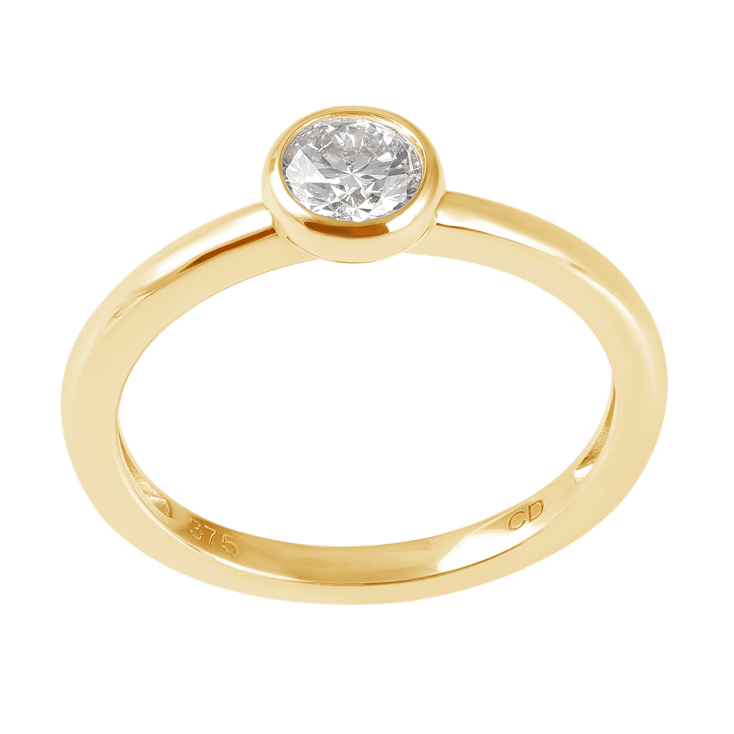 Celebration 9ct Yellow Gold Round Cut 0.33CTW Bezel Lab Grown Diamond Ring