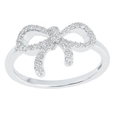 Celebration Silver Round Cut 0.25CTW Bow Lab Grown Diamond Ring