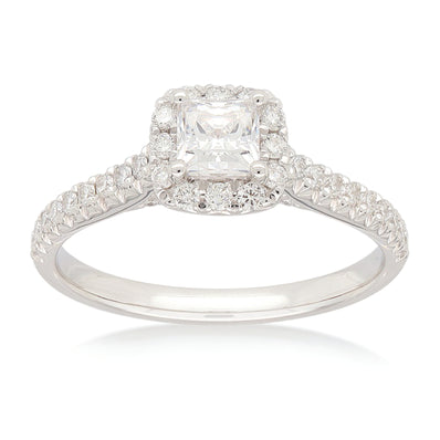 Celebration 18ct White Gold Princess and Round Cut 0.75 Carat tw Lab Grown Diamonds Ring