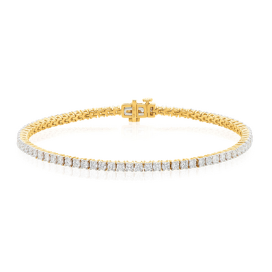 Celebration 9ct Yellow Gold Round Cut 3 Carat tw Lab Grown Tennis Diamonds Bracelet