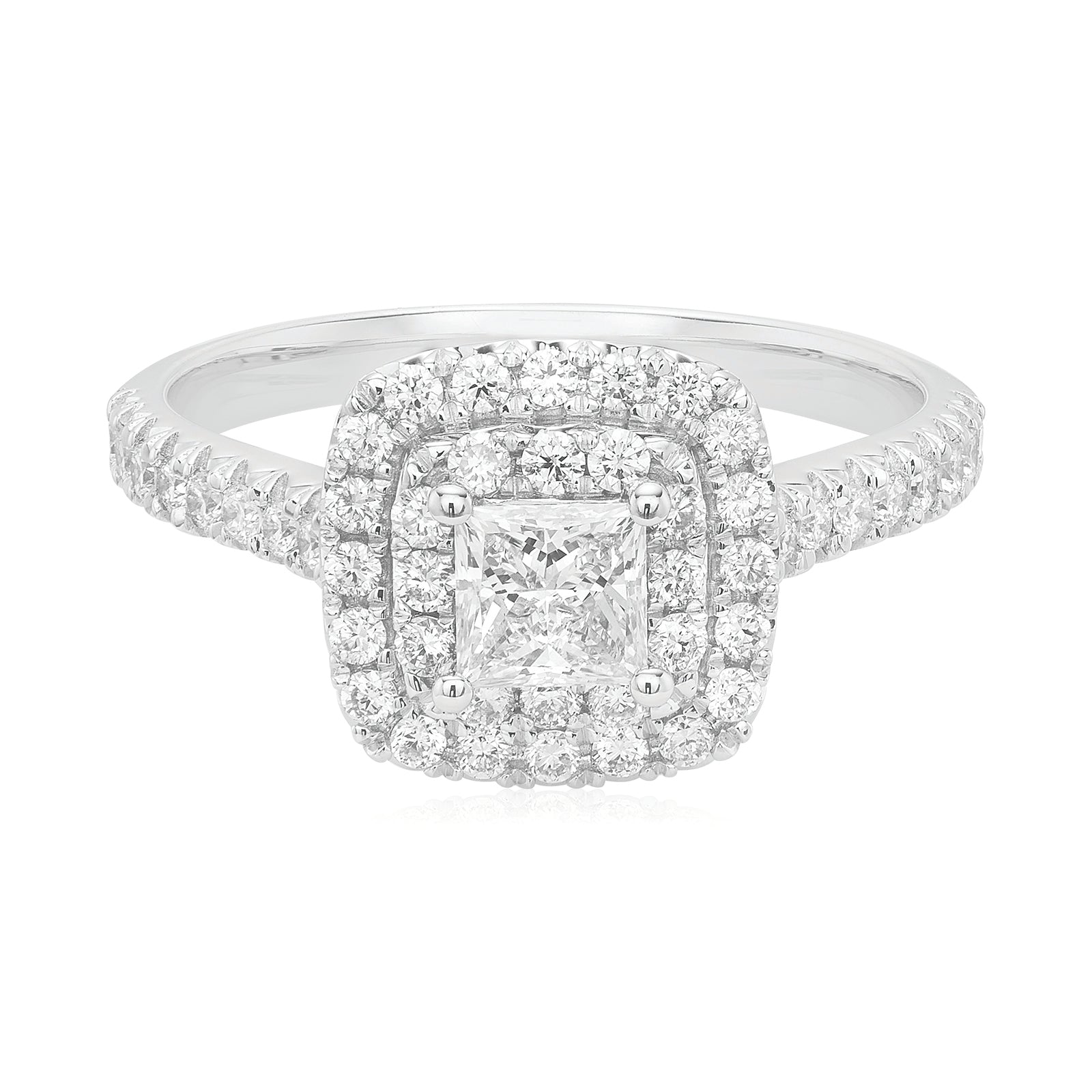 Celebration 18ct White Gold Princess and Round Cut 1 Carat tw Lab Grown Diamonds Ring