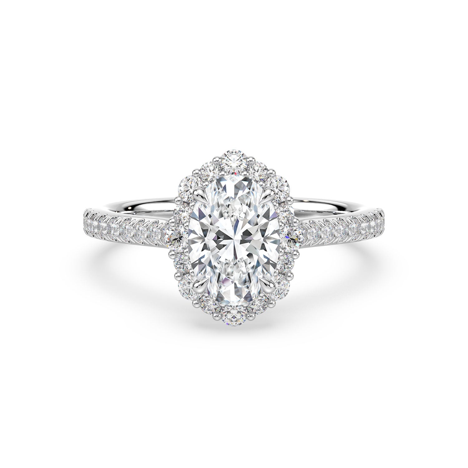 Celebration 18ct White Gold with Oval & Round Cut 1.90 CARAT tw of Certified Lab Grown Diamonds Ring