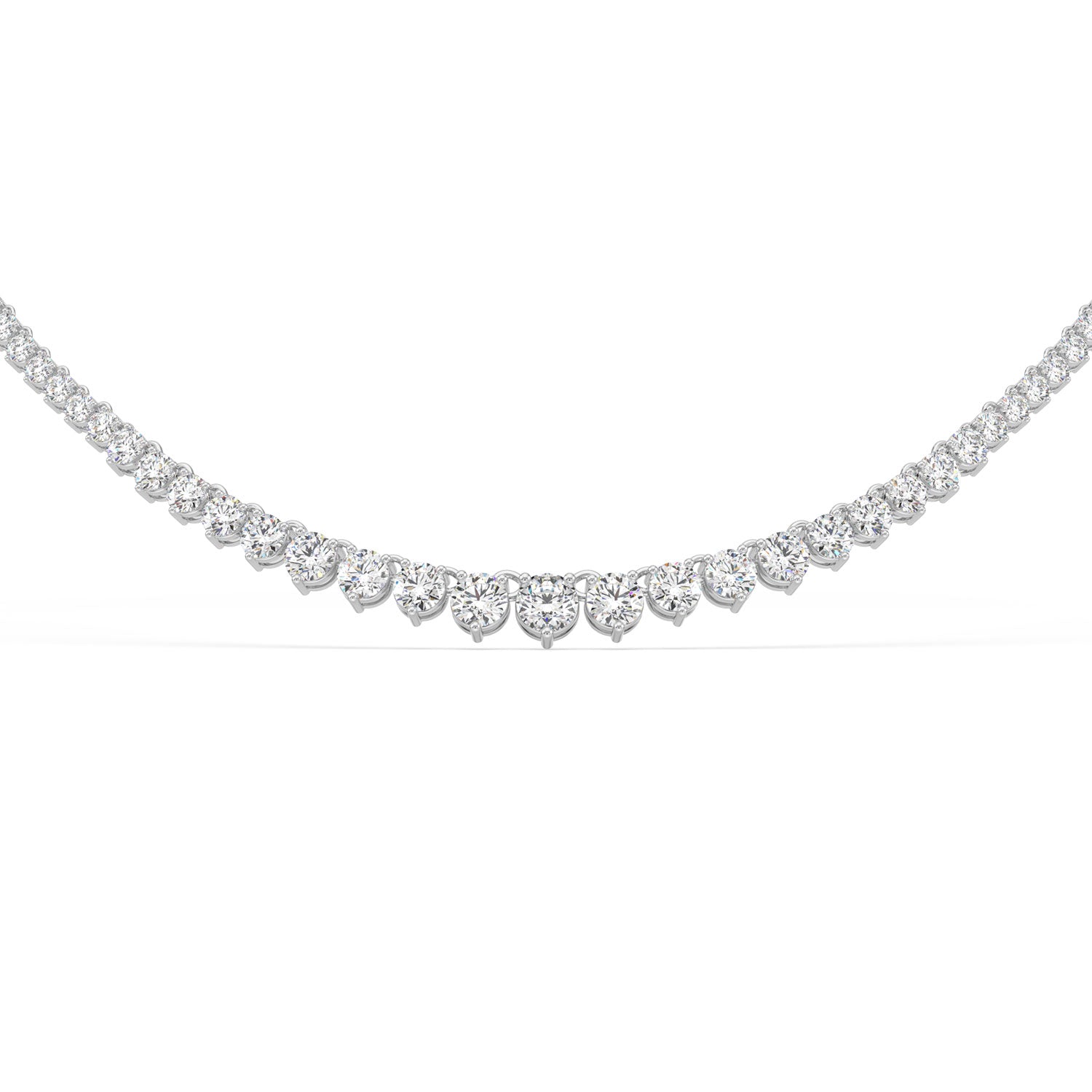 Celebration 14ct White Gold Round Cut 7.5 Carat tw of Lab Grown Diamonds Tennis Necklace