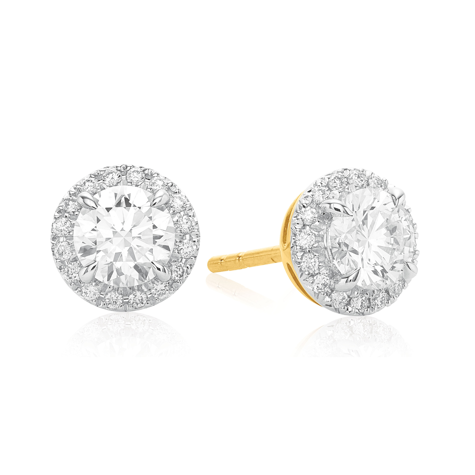 Celebration 9ct Yellow Gold Round Cut 1 CARAT tw of Lab Grown Diamonds Stud Earrings