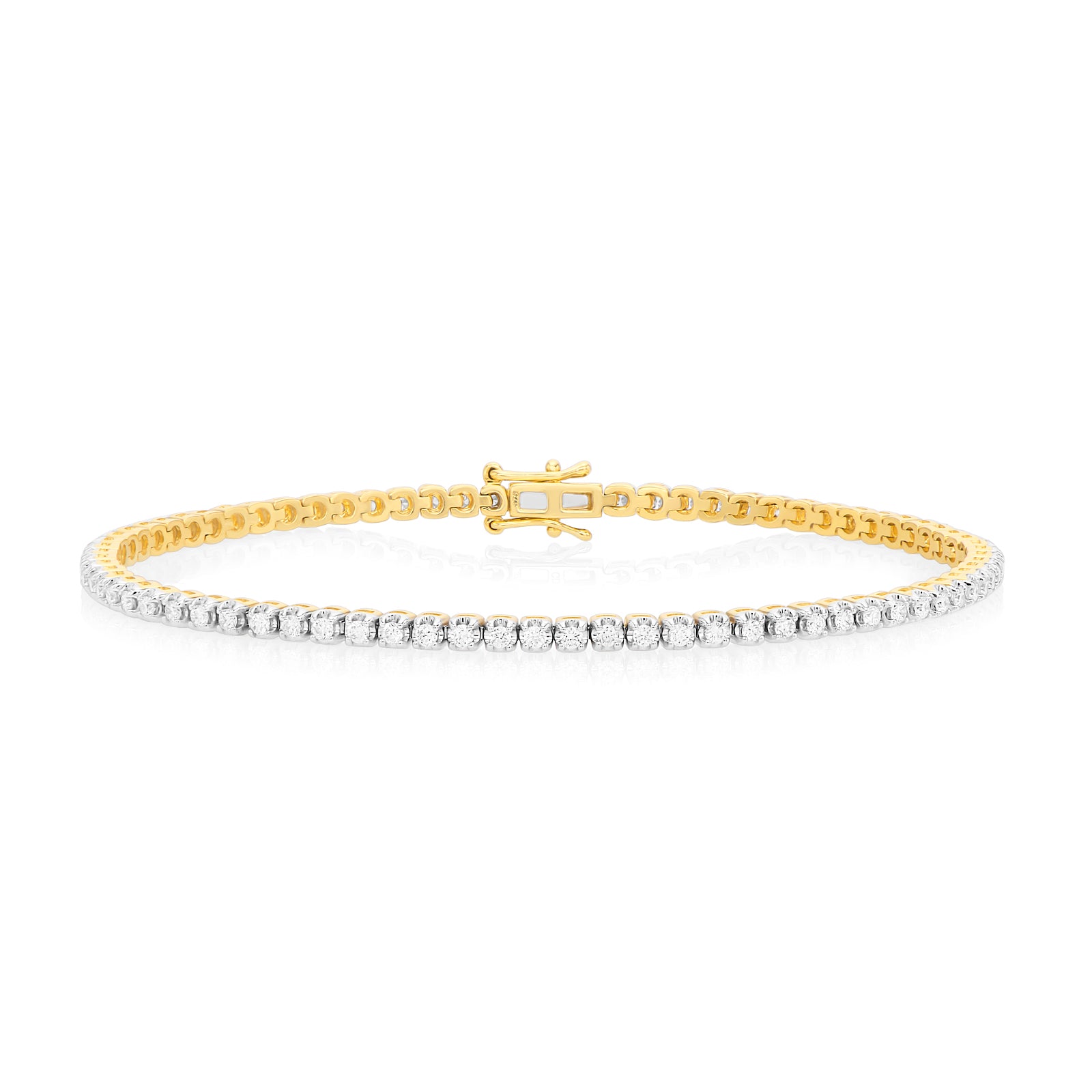 Celebration 9ct Yellow Gold with Round Cut 1 CARAT tw of Lab Grown Diamonds Tennis Bracelet