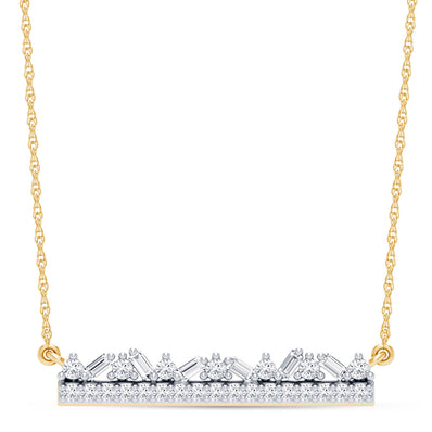 Celebration 10ct Yellow Gold Baguette & Round Cut 0.20 Carat tw Lab Grown Diamonds Pendant Chain Included