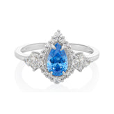 KISS Sterling Silver Pear Cut Blue Ring