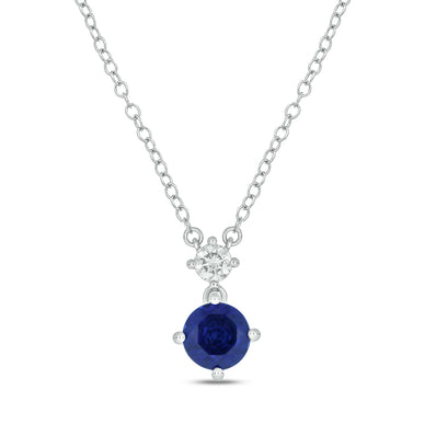 9ct White Gold Round Cut Created Sapphire 0.12 Carat tw Lab Grown Diamonds Necklace