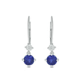 9ct White Gold Round Cut Created Sapphire 0.18 Carat tw Lab Grown Diamonds Drop Earrings