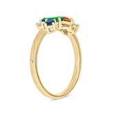 9ct Yellow Gold Oval Marquise & Round Cut 0.10 Carat tw Created Emerald Created Sapphire Citrine Ring