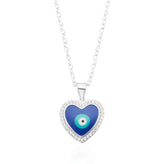 Sterling Silver Evil Eye Cubic Zirconia Enamel Pendant