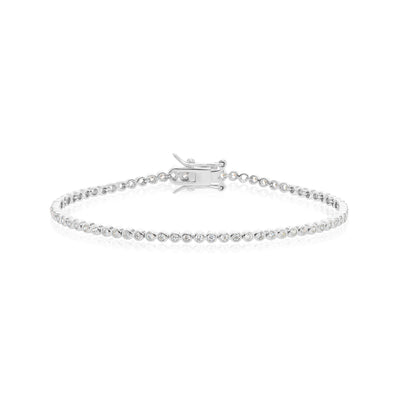 Sterling Sliver 19cm Cubic Zirconia Bezel Tennis Bracelet