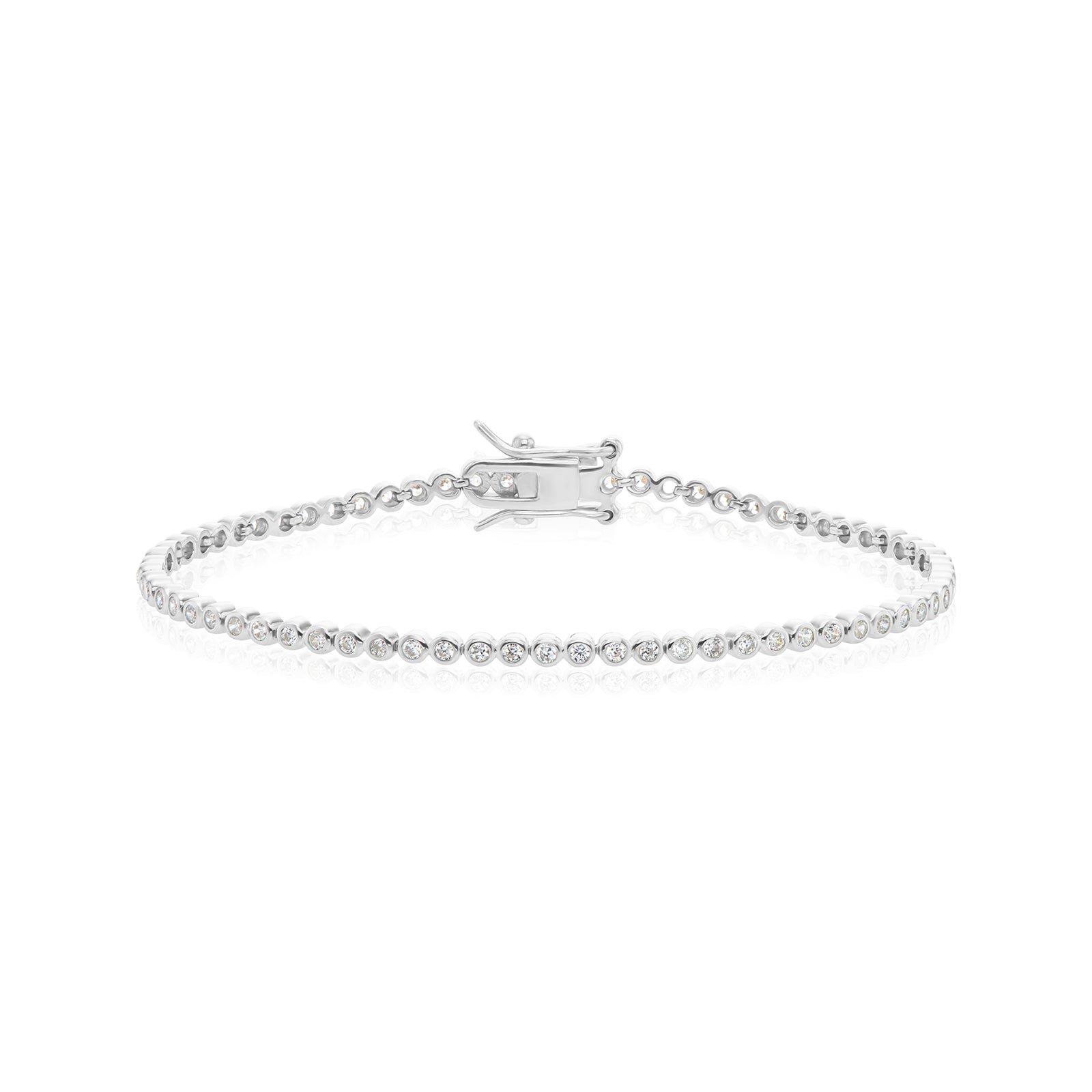 Sterling Sliver 19cm Cubic Zirconia Bezel Tennis Bracelet