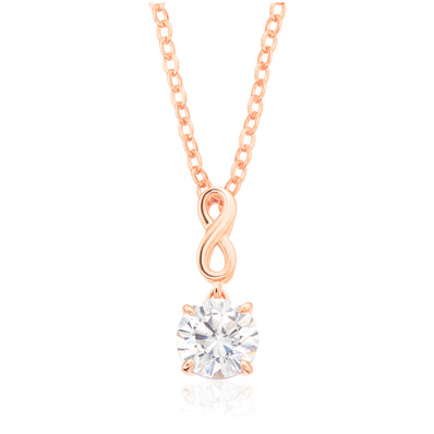 HUSH 9ct Rose Gold Round Cut 1 Carat White Diamond Simulants Pendant