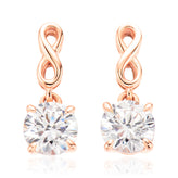 HUSH 9ct Rose Gold Round Cut 1 Carat tw Diamond Simulants Drop Earrings