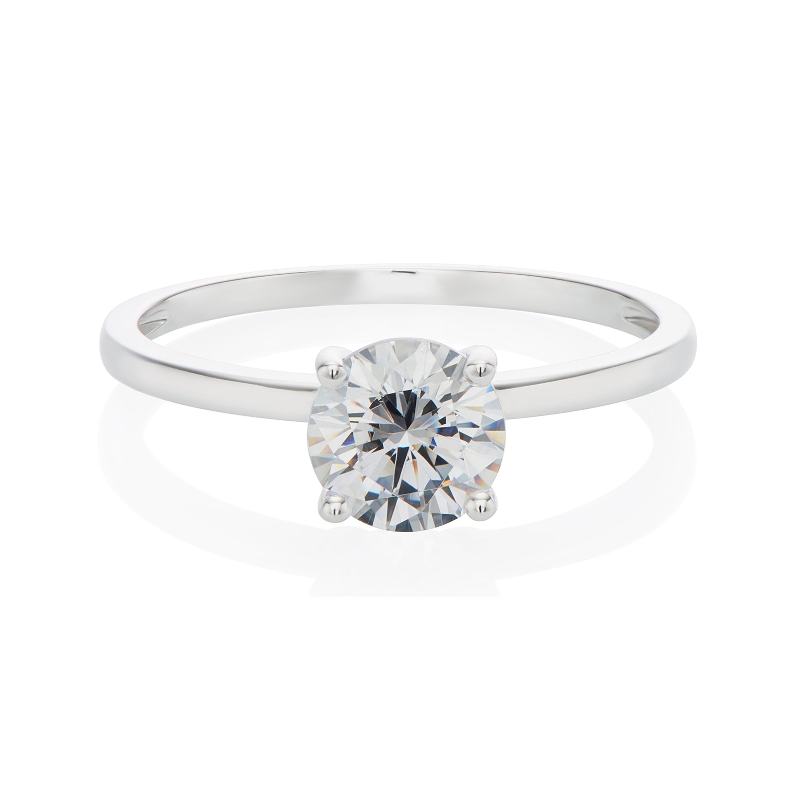 HUSH 9ct White Gold Round Cut 1 Carat White Diamond Simulants Ring