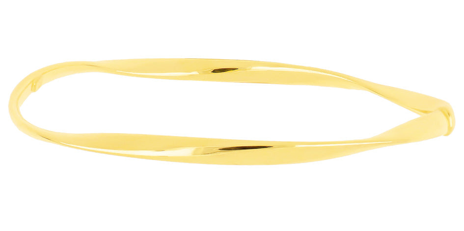 9ct Yellow Gold Plated Silver Filled 65mm Twist Bangle