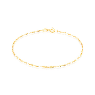 9ct Yellow Gold 19cm 1:3 Figaro 40 Gauge Diacut Bracelet