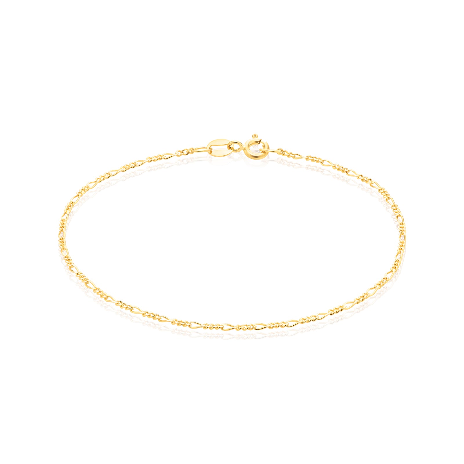 9ct Yellow Gold 19cm 1:3 Figaro 40 Gauge Diacut Bracelet