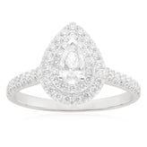 Celebration 18ct White Gold with Pear & Round Cut 1 CARAT tw of Certified Lab Grown Diamonds Ring