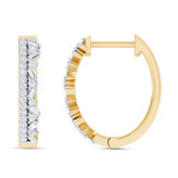 Celebration 10ct Yellow Gold Round & Baguette Cut 0.40 Carat tw Lab Grown Diamonds Huggie Earrings