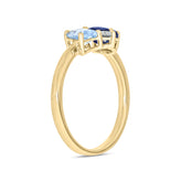 9ct Yellow Gold Round Emerald & Oval Cut 0.11 Carat tw Lab Grown Diamond Created Sapphire and Topaz Ring