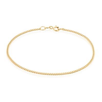 9ct Yellow Gold 19cm Curb 50 Gauge Diacut Bracelet