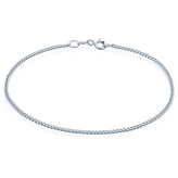 9ct White Gold 19cm Curb 50 Gauge Diacut Bracelet