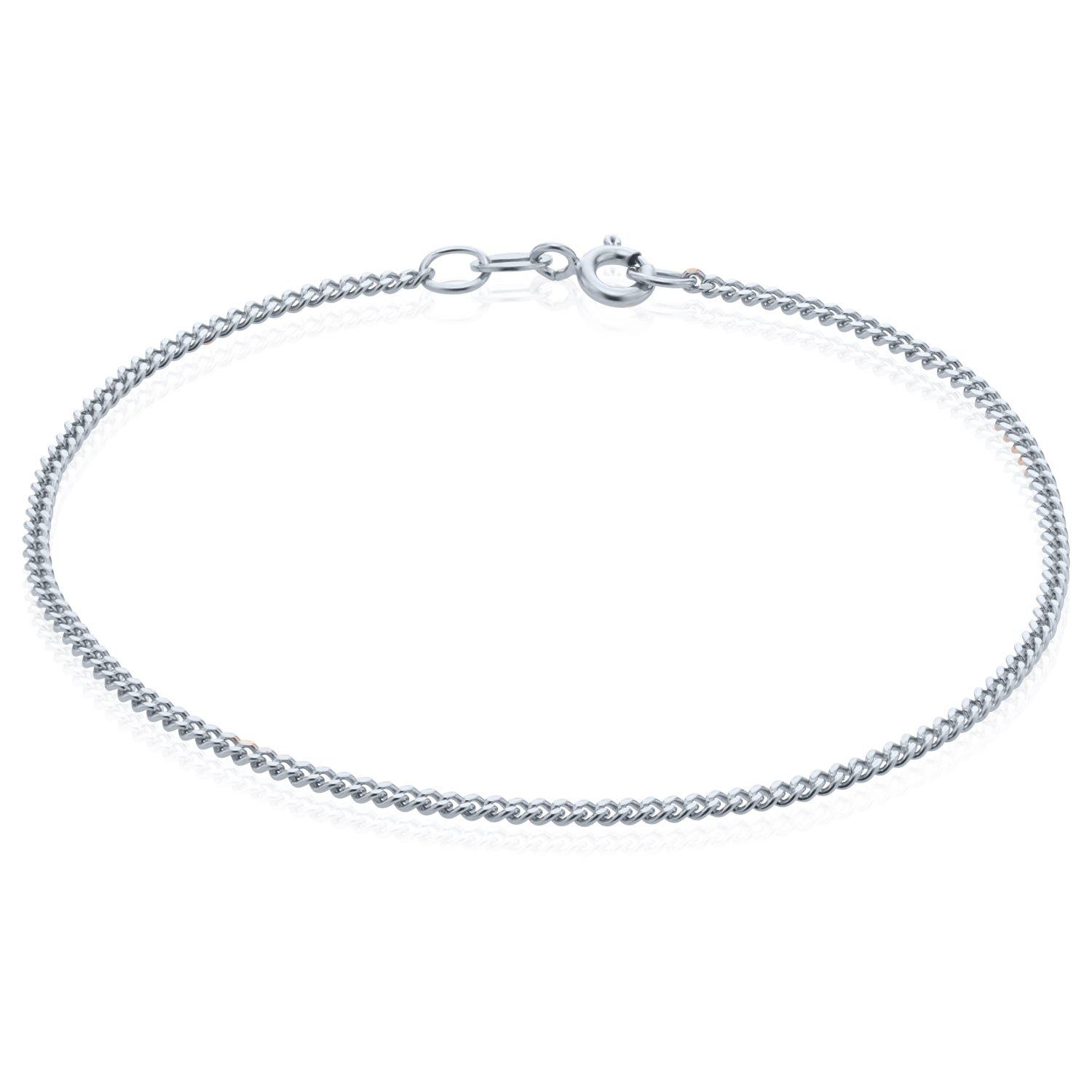 9ct White Gold 19cm Curb 50 Gauge Diacut Bracelet