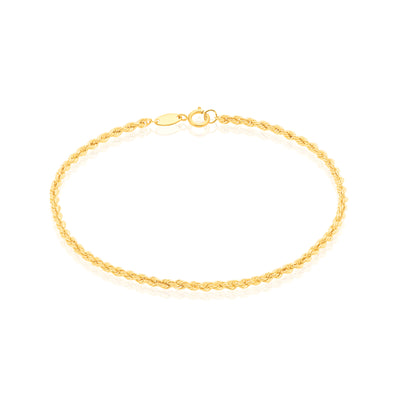 9ct Yellow Gold 18.5cm Rope Bracelet