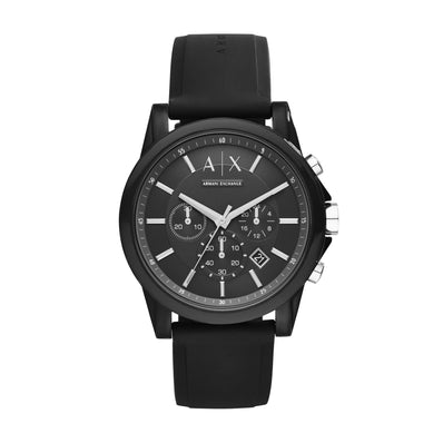 Armani Exchange Chronograph Black Silicone Watch AX1326