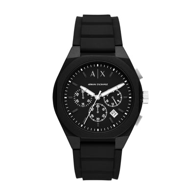 Armani Exchange Chronograph Black Silicone Watch AX4161