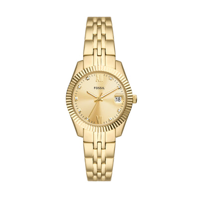 Fossil Scarlette Three-Hand Date Gold-Tone Stainless Steel Watch ES5338