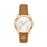 Michael Kors Slim Runway Three-Hand Luggage Leather Watch MK7465