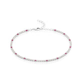 Sterling Silver Round Cut 1.75mm Pink & White Cubic Zirconia Tennis Bracelet