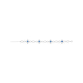 Sterling Silver Blue & White Cubic Zirconia Tennis Bracelet