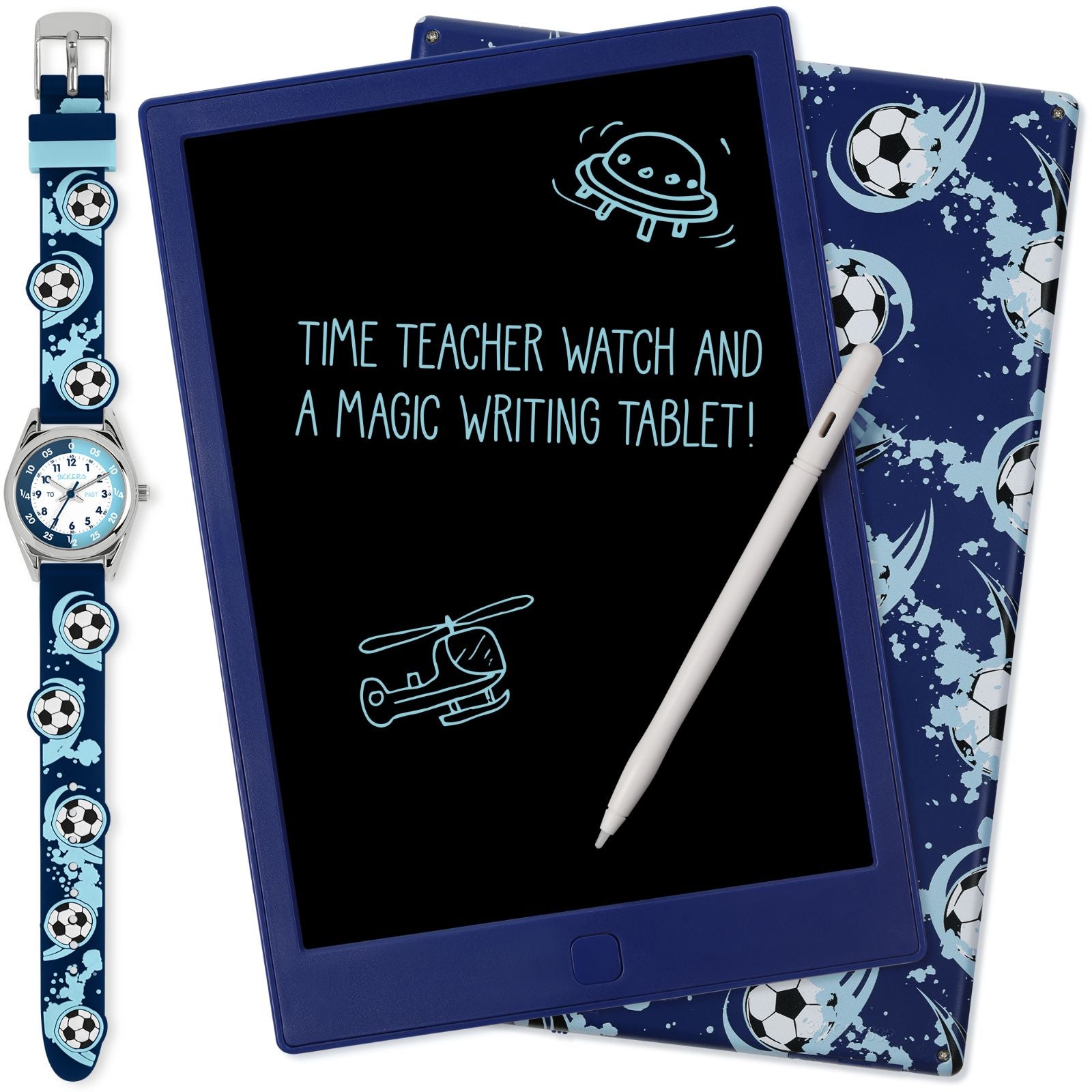 Tikkers Time Teacher Soccer Watch & Magic Drawing Pad Gift Set ATK1110-PAD