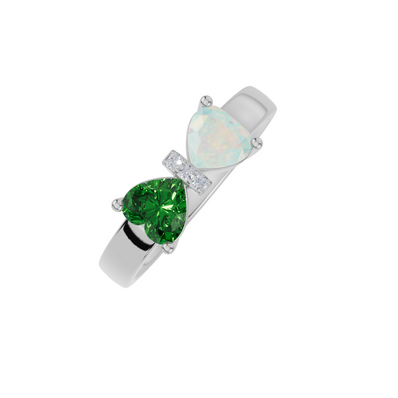 Personalised 2 Heart Birthstones Cubic Zirconia Ring