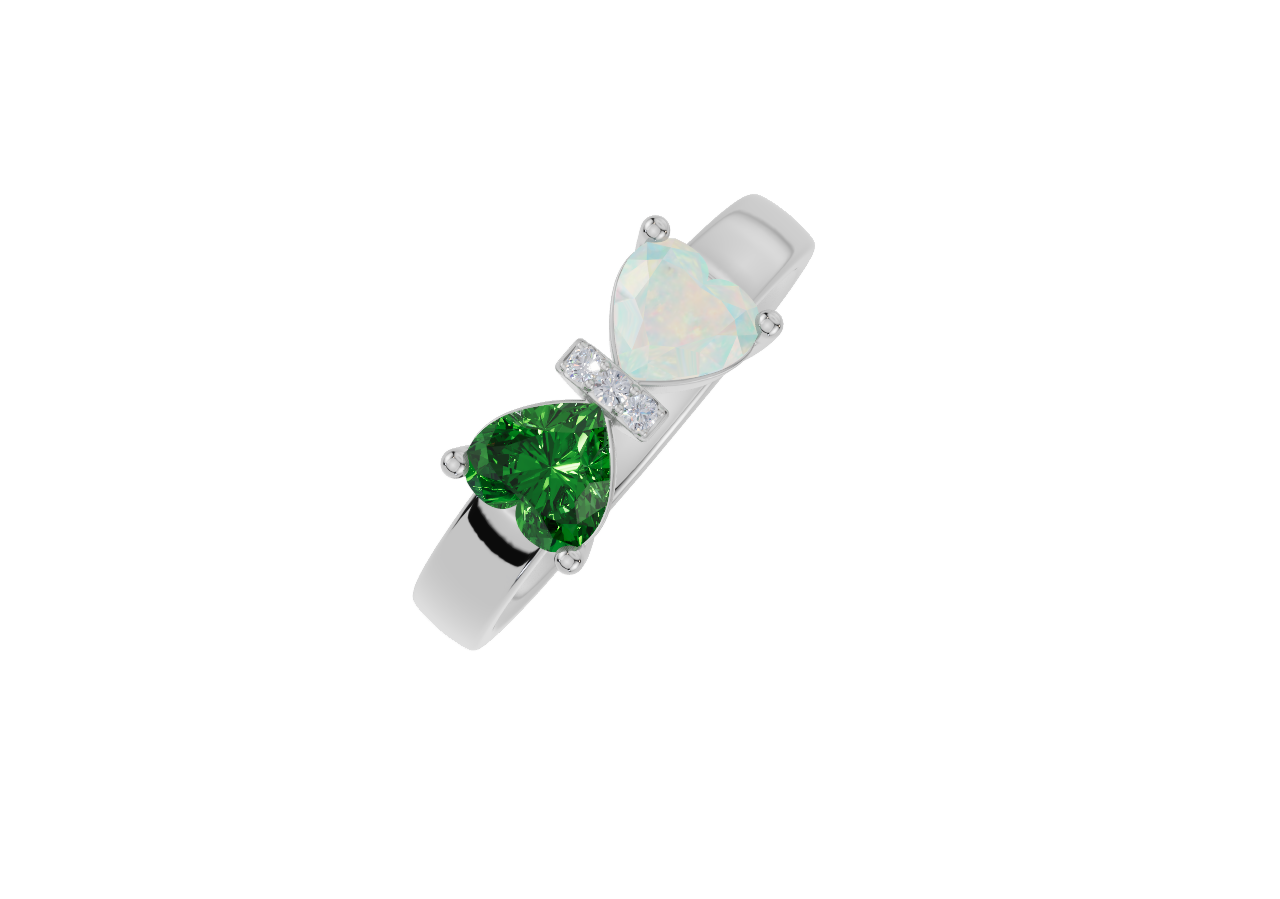 Personalised 2 Heart Birthstones Cubic Zirconia Ring