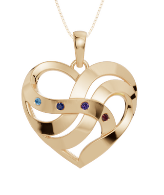 Personalised 4 Birthstones Heart Pendant