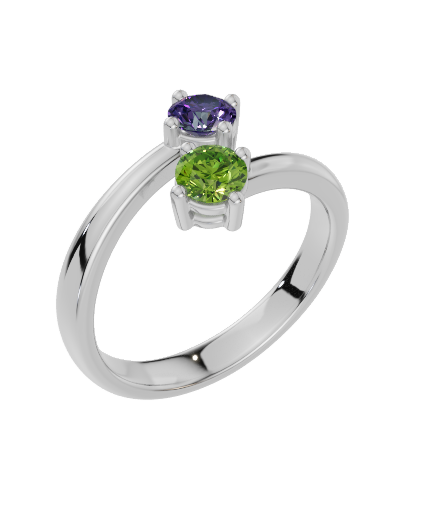 Personalised 2 Birthstones Ring