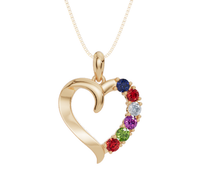 Personalised 6 Birthstone Heart Pendant