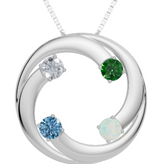 Personalised 4 Birthstones Circle Pendant