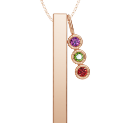 Personalised 3 Birthstones Bar Pendant Set