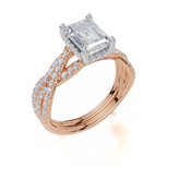 9ct Rose Gold Emerald Cut 1.87 Carat tw of Lab-Grown Diamonds Ring and 9ct Rose Gold 0.28 Carat tw of Lab-Grown  Diamonds Band