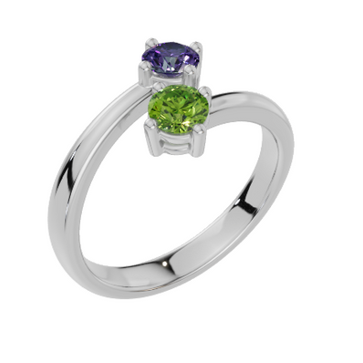 Personalised 2 Birthstones Ring