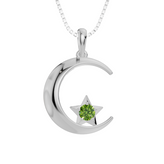 Personalised Birthstone Moon & Star Pendant